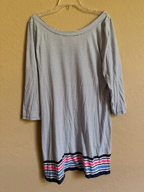Lilly Pulitzer Navy Striped 3/4 Sleeve Boatneck Dress Size XL